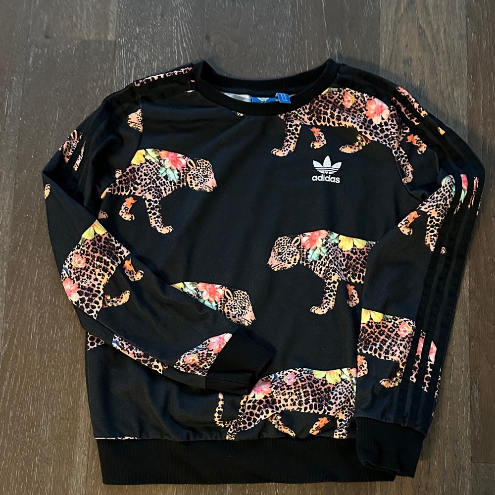 Adidas Originals Black Sweatshirt with Leopard Design